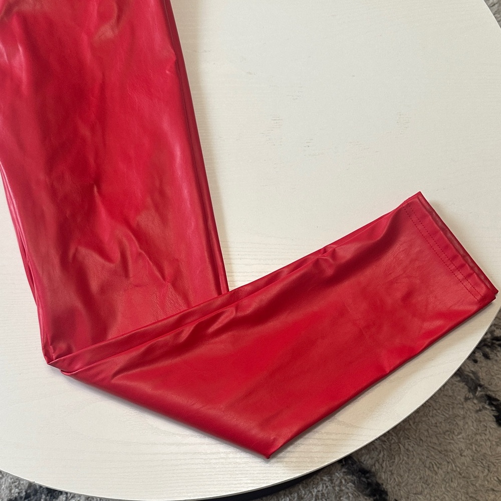 Red Faux Leather Leggings - Picture 2 of 4